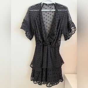 Zara Black Sheer Dress with Polka Dots